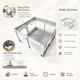47×47×27 Inch Grey Breathable Mesh Baby PlaypenBaby Playpen with Anti-Slip Mat, Sturdy&Safety Baby Fence,for Infants & Toddlers , , Sturdy Safe Easy Assembly Indoor Outdoor Toddler Activity Play Yard, Ideal Holiday Gift for Kids