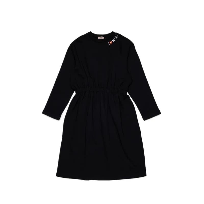 Kids Dress 2026 New Autumn N21 Girls Cute Long Sleeve Sweatshirt Dresses CORAL RED LS MIDI SWEAT DRESS WITH LOGO AROUND NECK
