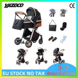 All-purpose Convertible 3-in-1 High Landscape Four-Wheel Shockproof Baby Stroller Lightweight Foldable Infant Pram Complete Kit Comes With Extra Removable Breathable Mosquito Net, Adjustable Full Flat Seat Back To Meet The Travel Needs Of Newborns And Tod