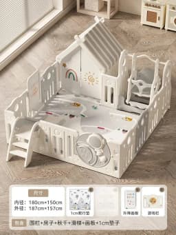 Babyfond Baby Play Fence, Baby Guard Fence Floor Crawling for Children, Indoor Home Use, Kids Crawling Mat Guardrail Living Room