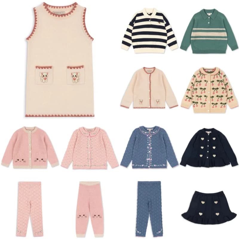 2026 Children's Autumn and Winter New Product KS Girls' Sweater Lace Collar Knitted Cardigan Cute, Fashionable and Versatile