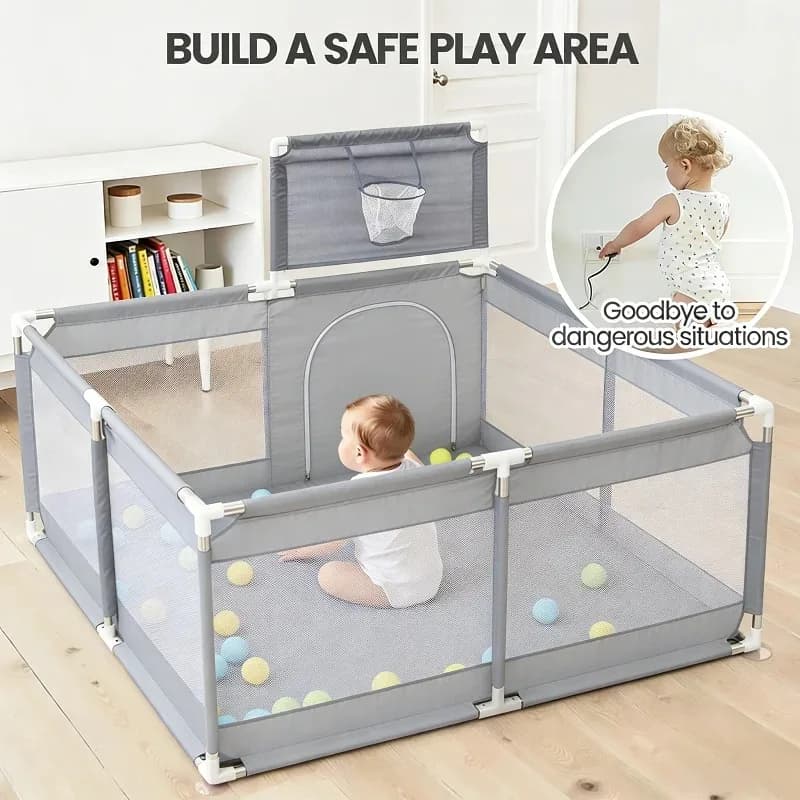 Playpen For Baby, Easy To Install Play Pens for Babies and Toddlers,Baby Play Yards Children Corrals Safety Fence For Baby Indoor Outdoor Baby Fence