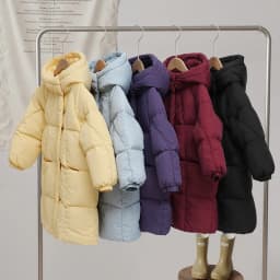 2026 new children's letter printed down jacket boys' and girls' medium and long cotton jacket baby wash free thickened warm jack