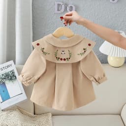 Spring Girl's Long-Sleeved Embroidered Windbreaker Coat for Babies And Kids Contracted Leisure Infant Children's Clothing