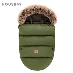 Army Green Footmuff In Baby Stroller Universal Winter Warm Baby Envelope 0-24 Months Windproof Fluffy Removable Fur Collar