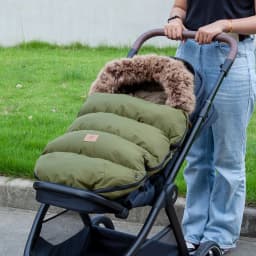 Army Green Footmuff In Baby Stroller Universal Winter Warm Baby Envelope 0-24 Months Windproof Fluffy Removable Fur Collar