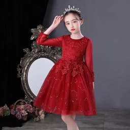 Fashion Flower Girl Dresses for Weddings Mesh Lace Short Sleeve Girls Party Dresses Summer Bridesmaid Dresses 3-13 Years