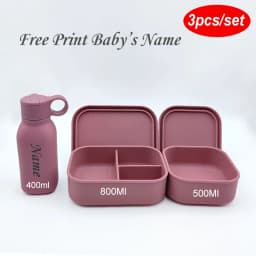 Silicone Water Bottle Free Personalized Name Logo Lunch Bento Box Portable Camping Picnic Fishing Food Box And Water Bottle