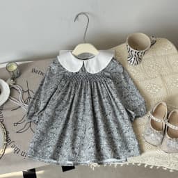 RAISE 2026 Spring Children Girl 2PCS Clothes Set Cotton Sticker Cardigans Suits Peter Pan Collar Printed Dress Baby Girl Outfit