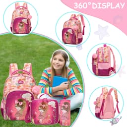 Backpack for Girls,Bookbag with Lunch Box Kids School Bag Set 3pcs Flower Girls Backpack Set School Daypack for Teens Girls