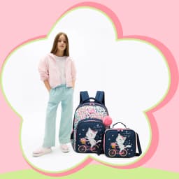Backpack for Girls,Bookbag with Lunch Box Kids School Bag Set 3pcs Flower Girls Backpack Set School Daypack for Teens Girls