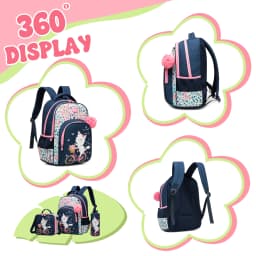 Backpack for Girls,Bookbag with Lunch Box Kids School Bag Set 3pcs Flower Girls Backpack Set School Daypack for Teens Girls