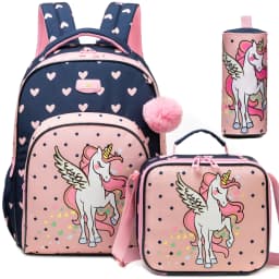 Backpack for Girls,Bookbag with Lunch Box Kids School Bag Set 3pcs Flower Girls Backpack Set School Daypack for Teens Girls