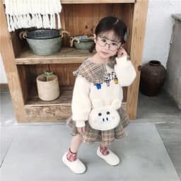 Winter girl's baby clothes dress for newborn 1st birthday lamb wool velvet thick warm floral dresses girls' baby clothing dress