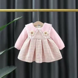 Winter girl's baby clothes dress for newborn 1st birthday lamb wool velvet thick warm floral dresses girls' baby clothing dress