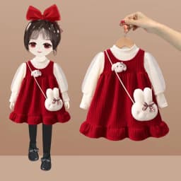 Winter girl's baby clothes dress for newborn 1st birthday lamb wool velvet thick warm floral dresses girls' baby clothing dress