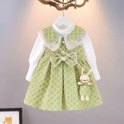 Winter girl's baby clothes dress for newborn 1st birthday lamb wool velvet thick warm floral dresses girls' baby clothing dress