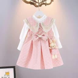 Winter girl's baby clothes dress for newborn 1st birthday lamb wool velvet thick warm floral dresses girls' baby clothing dress