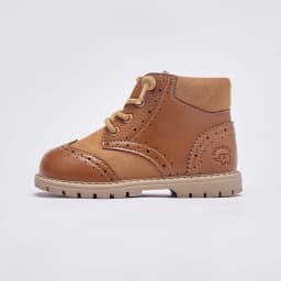 Dave Bella Leather Boots For Kids Brown Vintage Footwear For Boys Girls Anti-slippery Children's Boots DB4238404-S