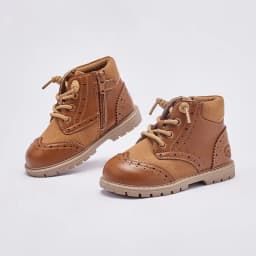 Dave Bella Leather Boots For Kids Brown Vintage Footwear For Boys Girls Anti-slippery Children's Boots DB4238404-S