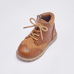 Dave Bella Leather Boots For Kids Brown Vintage Footwear For Boys Girls Anti-slippery Children's Boots DB4238404-S