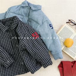 2026 Winter New Children Fleece Warm Shirts Coat Baby Girls Cotton Padded Jacket Letter Print Kids Boys Thicken Lapel Jacket