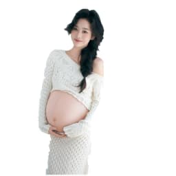 Women Maternity Dress for Photography White Elegant Knitted One-shoulder Pregancy Top Skirt for Studio Photo Shoot Clothing