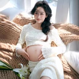 Women Maternity Dress for Photography White Elegant Knitted One-shoulder Pregancy Top Skirt for Studio Photo Shoot Clothing