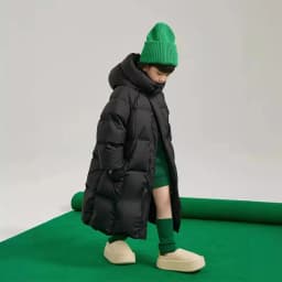 Korean 2026 Winter Junior Girls Mid-length Coat Hooded 4-14Y Kids Girls Padded Trench Coat Solid Thick Teens Girls Ski Jackets