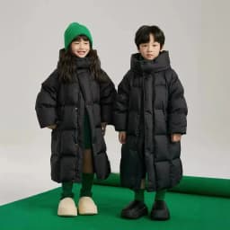 Korean 2026 Winter Junior Girls Mid-length Coat Hooded 4-14Y Kids Girls Padded Trench Coat Solid Thick Teens Girls Ski Jackets