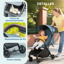 Aiyaplay Lightweight Stroller with Reclining Backrest 15 kg Dark Blue