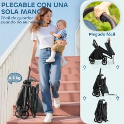 Aiyaplay Lightweight Stroller with Reclining Backrest 15 kg Dark Blue