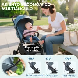 Aiyaplay Lightweight Stroller with Reclining Backrest 15 kg Dark Blue