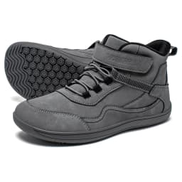 HOBIBEAR Kids Mid-Barefoot Shoes Big/Kid Wide Toe Box Zero Drop Artificial Leather Hook-Loop Outdoor Boots