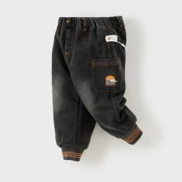 Dave Bella Children's Charcoal Black Pants Winter Boys' Thick Warm Soft Cotton Pants Baby Jeans Leg Tights Outerwear DB4254484