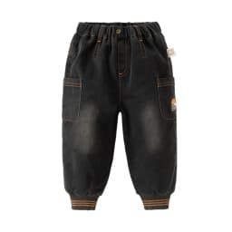 Dave Bella Children's Charcoal Black Pants Winter Boys' Thick Warm Soft Cotton Pants Baby Jeans Leg Tights Outerwear DB4254484
