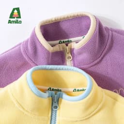 Amila Kids 2026 Winter Children's Polar Velvet Zipper Coat Warm Soft Coat With Cute Embroidery Trendy Winter Coat