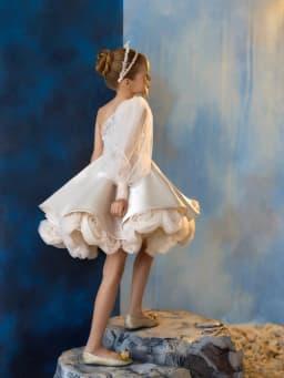 New Arrival Luxurious Beaded Mini Princess Gown Stage Performance Wear Fashionable One Shoulder Girls Dresses Dancing Outfit