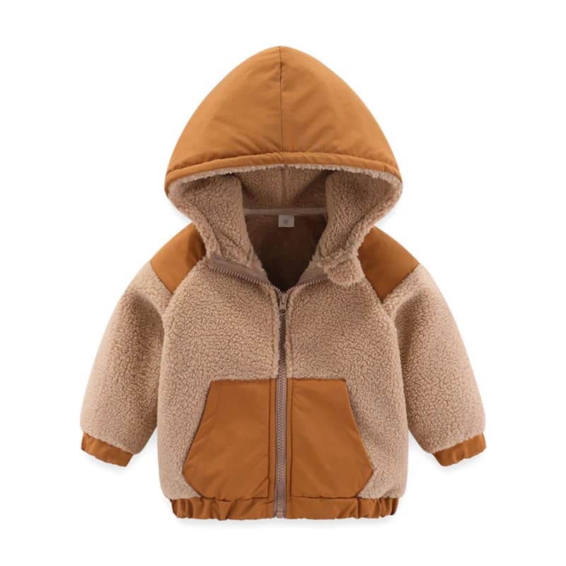 2025 New Autumn Winter Boys Jacket Warm Fleece Baby Coat Fashion Zipper Hooded Children Outerwear 1 2 3 4 5 6 7 Yrs Kids Clothes