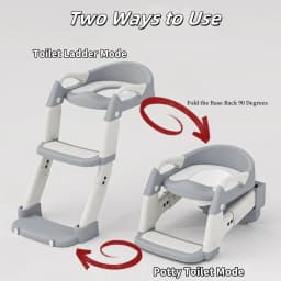 2 in 1 Toddler Toilet Ladder Seat, Potty Training Seat with Steps, for Boys Girls, Children Toilet Training in Bathroom(Grey)