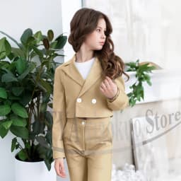 Gril Suits Fashion Peak Lapel Double Breasted Kids Clothes Wedding Birthday Party Graduation Ceremony Girl Clothing 2 Pieces