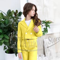 Gril Suits Fashion Peak Lapel Double Breasted Kids Clothes Wedding Birthday Party Graduation Ceremony Girl Clothing 2 Pieces