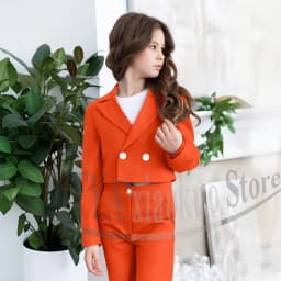 Gril Suits Fashion Peak Lapel Double Breasted Kids Clothes Wedding Birthday Party Graduation Ceremony Girl Clothing 2 Pieces