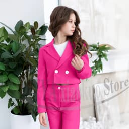 Gril Suits Fashion Peak Lapel Double Breasted Kids Clothes Wedding Birthday Party Graduation Ceremony Girl Clothing 2 Pieces