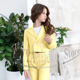 Gril Suits Fashion Peak Lapel Double Breasted Kids Clothes Wedding Birthday Party Graduation Ceremony Girl Clothing 2 Pieces