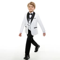 Fast Delivery Formal Boys Suit Set 4PCS Elegant White Piano Photography Suit Kids Party Ceremony Costume Party Suit