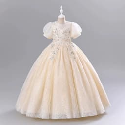 Fashion Flower Girl Dresses for Weddings Mesh Lace Short Sleeve Girls Sequin Dress Summer Children Evening Dresses 3-13 Years