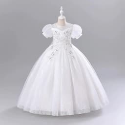 Fashion Flower Girl Dresses for Weddings Mesh Lace Short Sleeve Girls Sequin Dress Summer Children Evening Dresses 3-13 Years