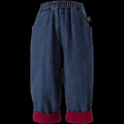 Amila 2026 Kids Winter Children's Denim Plush Casual Pants Red Knitted Legs Cuffed Fruit Pattern Rear Bag Fashionable And Cute