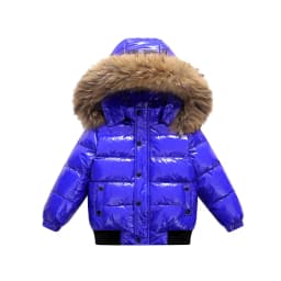 2-10Y Children's Genuine Down Jacket Kids Large Fur Collar Thickened Boys Girls Warm Jacket Waterproof Teenagers Winter Coat